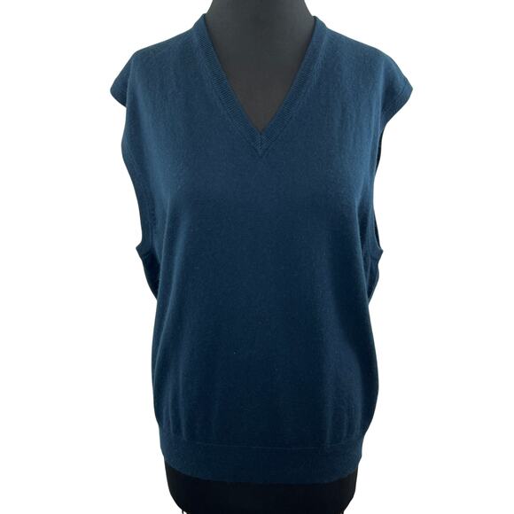 TSE Teal Blue Silk Cashmere Blend V-Neck Sleeveless Dolman Knit Top Sweater XXL - Picture 1 of 4